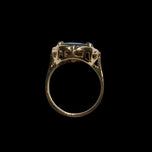 10K Yellow Gold Carved Blue Agate & Onyx Cat Cameo Ring Size 6 1/2