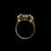 10K Yellow Gold Carved Blue Agate & Onyx Cat Cameo Ring Size 6 1/2