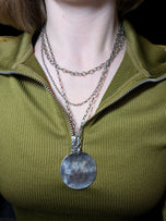 Silpada Triple Strand Hammered Disk Pendant Necklace Sterling