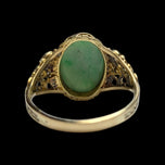 14K Yellow Gold Jadeite Cabochon Filigree Ring Size 8 3/4