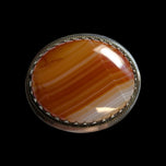 Antique Sterling Silver Banded Agate Brooch C Clasp