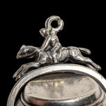 Antique / Victorian Silver / Carnelian & Bloodstone Spinner Fob Equestrian Rider Sheffield