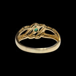 14K Yellow Gold Figure 8 / Infinity Band Emerald Ring Size 4 3/4