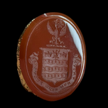 Antique Extra Large Gold Filled Carnelian Crest Seal Fob Coat of Arms Intaglio