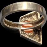 Sterling Silver MCM Modernist Coral Cabochon Ring Size 7