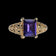 10K Yellow Gold Emerald Cut Purple Sapphire Open Work Cathedral Ring Size 7.5