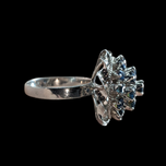 14K White Gold Sapphire Cluster & Cocktail Ring Size 8