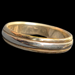 14K Yellow & White Gold Bevel / Etched Band Size 6.5