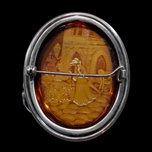 Sterling Silver Intaglio Courting Scene in Amber Brooch
