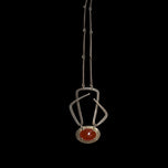 Modernist Carnelian Cabochon Sterling Silver Necklace Xila, Israel