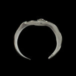 Arist Signed Monroy Mexico Sterling Silver Brutalist White Topaz Cuff Bracelet