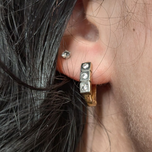 10K Yellow Gold CZ Earrings With White Gold Face Lever Backs