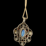 Nicky Butler Designer Sterling Silver Pearl, Moonstone, & Garnet Pendant Necklace