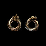 10K Tri Gold: Yellow, Rose & White Gold Circle Knot Stud Earrings