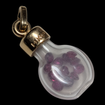 14K Yellow Gold Flask /  With Ruby Chips Charm