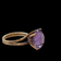 Large Faceted 14K Gold Amethyst Solitaire Cocktail Vintage Gold Double Band Ring