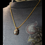 14K Yellow Gold Tahitian Black Pearl & Diamond Pendant Necklace