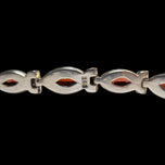 Sterling Silver & Marquise Cut Garnet Panel Link Bracelet
