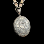 Antique Victorian Gold Wash / Gilt Silver Book Chain With Sterling Silver Crane Locket With Photos