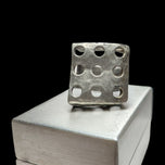 Anne-Marie Chagnon Pewter Adjustable Square Modernist Open Work Ring