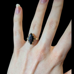 10K Yellow Gold & Marquise Cut Hematite Ring Size 5.5