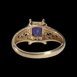 10K Yellow Gold Emerald Cut Purple Sapphire Open Work Cathedral Ring Size 7.5