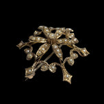 Vintage 9K Yellow Star / Starburst Brooch / Slider Pendant with Natural Seed Pearls