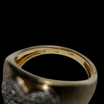 14K Brushed Yellow Gold & Diamond Heart Dome Ring Size 7