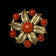 Gold Filled Flower Brooch with Agate Cabochon