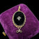 10K Yellow Gold Art Deco Onyx & Diamond Inlay Oval Pendant