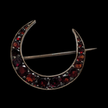 Antique Victorian Crescent Moon Bohemian Garnet Brooch / Pin Gold Filled C Clasp