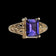 10K Yellow Gold Emerald Cut Purple Sapphire Open Work Cathedral Ring Size 7.5