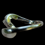 14K White Gold & Diamond Abstract Twisted Textured Ring Size 6 1/4