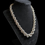 Sterling Silver Graduating Hollow Rope Chain Link Twist Oversized Statement Necklace