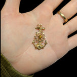 10K Yellow Gold Tiger's Eye Anchor & Wheel Pendant