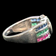 14K White Gold Channel Set Emerald Ruby Sapphire Diamond Ring