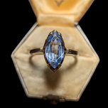 10K Yellow Gold Marquise Synthetic Spinel Ring Size 6.5