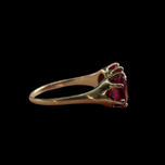 10K Gold Synthetic Ruby 3 Stone Ring Size 6.5