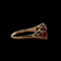 10K Gold Synthetic Ruby 3 Stone Ring Size 6.5
