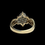 10K Yellow Gold Diamond Shaped Waterfall Cluster Ring Size 4.5