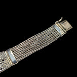 Sterling Silver Heavy Floral Panel and Rope Chain / Weave Bracelet: Box Clasp