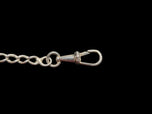 Sterling Silver Art Deco Watch Fob Chain with Panels, Dog Clip & Bolt Clasp 12"