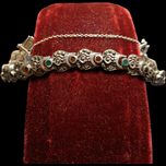 Art Deco Sterling Silver Marcasite & Coloured Onyx Chain Link Bracelet