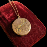Antique Rose Gold Filled Locket With Paste Stones & Photos