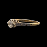 18K Yellow Gold and Platinum Natural White / Colourless Zircon Ring Size 5.5