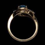 10K Yellow Gold Natural Oval Cut Blue Topaz and Diamond Ring Size 6 3/4