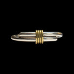 Mexico Sterling Silver Double Banded Cuff Bracelet with Brass Accents