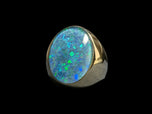 14K Yellow Gold Large Mosaic Opal Triplet Ring Size 8 1/4