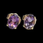 10K Yellow Gold Claw Set Amethyst Stud Earrings