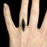 10K Yellow Gold Hematite / Black Alaskan Diamond Marquise Cut Ring Size 5 1/4